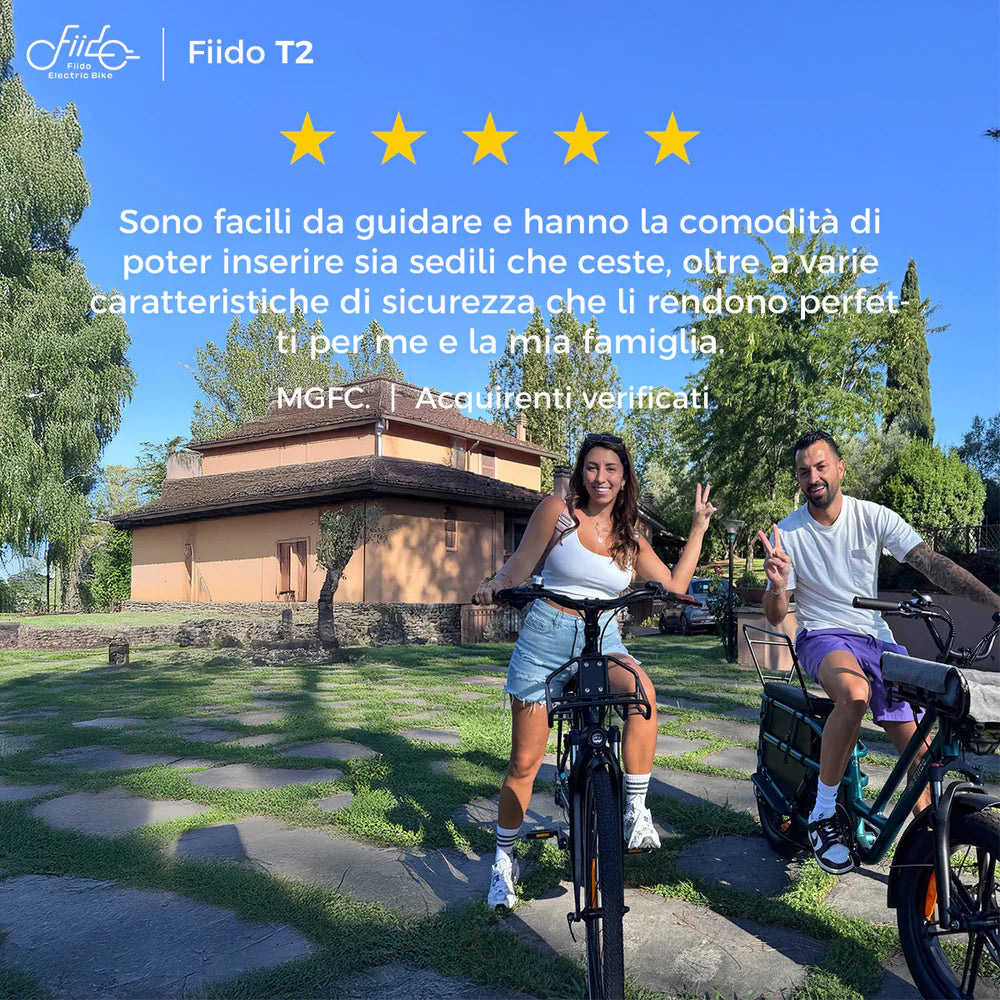 Fiido T2 | Longtail Cargo Bicicletta elettrica | Versatile| Motore 250W 55Nm |  DMEGC 998.4Wh | Sensore di coppia | Freni idraulici  a 4 pistoni | Autonomia 136,26Km| GARANZIA ITALIANA