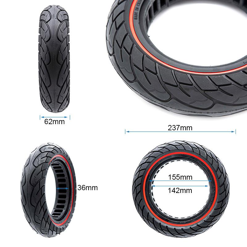 PNEUMATICO pieno gomma solida ruota 10×2.5-6.1 / 255×80 /B34 pollici cerchi da 34mm per monopattino Kugoo Kirin KuKirin M4/M4 Pro/KUKIRIN G2 MAX/KUKIRIN G3 PRO e altri scooters linea rossa