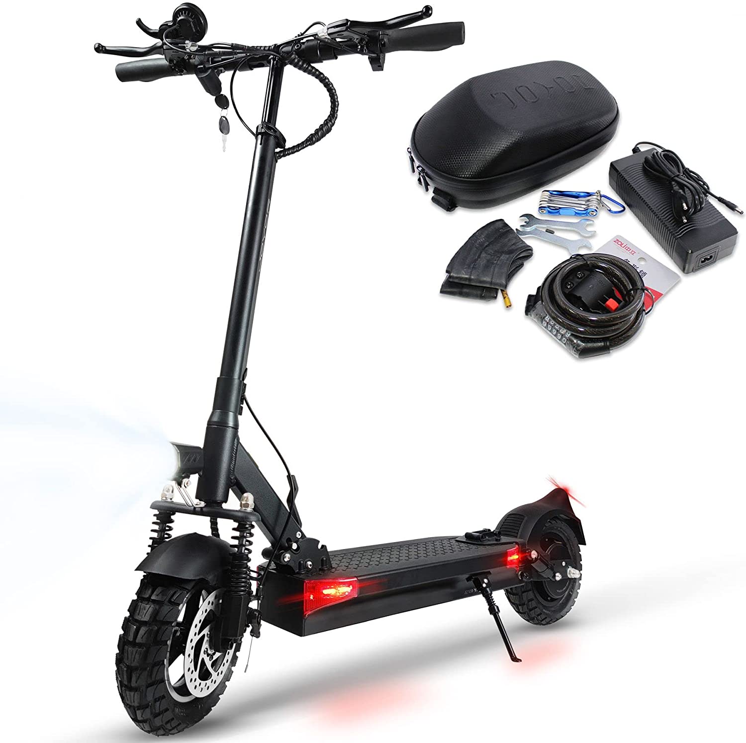 JOYOR Y6-S Monopattino Elettrico + kit accessori (borsa,lucchetto, camera d’aria) | 500W 48V 18 Ah | Ruote da 10″ | Autonomia 70km