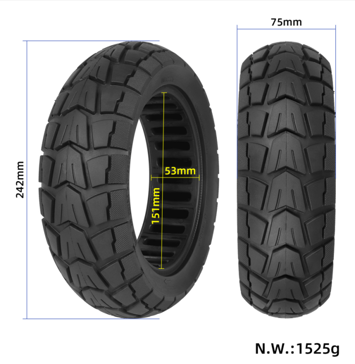 PNEUMATICO pieno gomma solida ruota Off Road 10X2.75-6.5 pollici monopattino Kugoo G3, Ducati, Lexgo, Aerlang, Hitway ed altri ( 70/65-6.5)