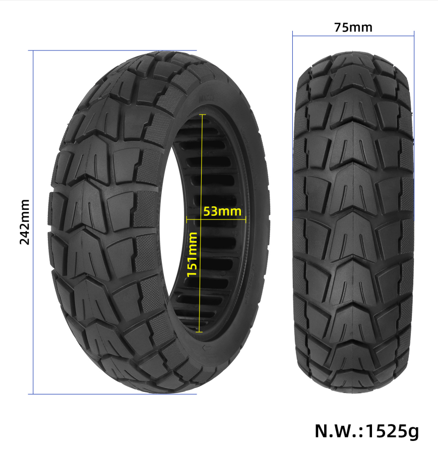 PNEUMATICO pieno gomma solida ruota Off Road 10X2.75-6.5 pollici monopattino Kugoo G3, Ducati, Lexgo, Aerlang, Hitway ed altri ( 70/65-6.5)