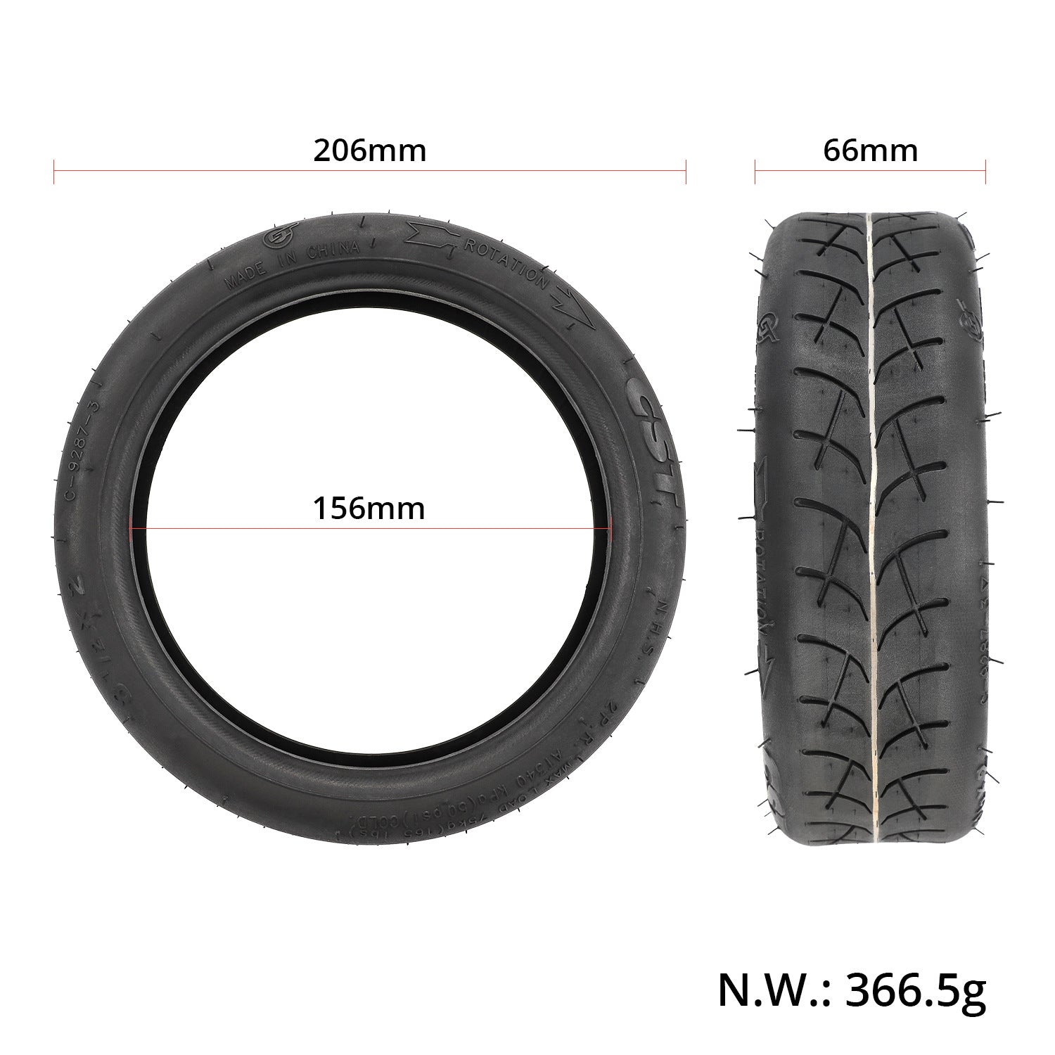 Pneumatico Copertone CST 8,5×2 pollici  per monopattino Xiaomi, Ducati, Lexgo, Nilox, Alfa Romeo, Vivobike, Woow (50/75-6.1)