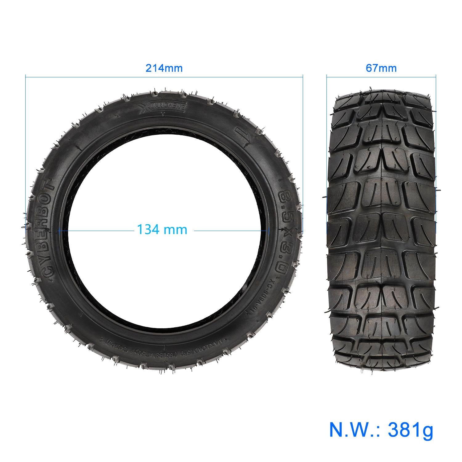 Pneumatico offroad 8.5×3-5.5 pollici diametro 134mm per KugooKirin KuKirin G2 Pro (VERSIONE 2023) e altri monopattini elettrici
